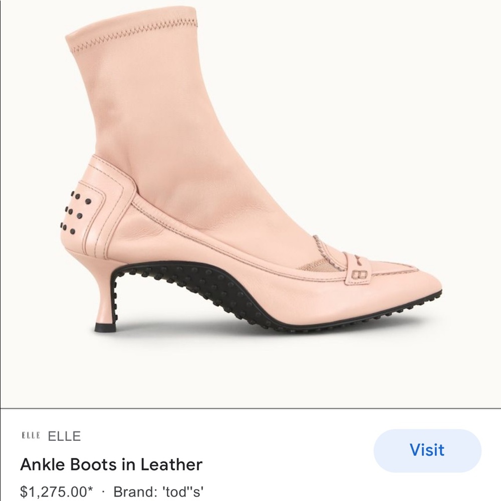 New Tods stretch leather ankle boots in nude 39 9